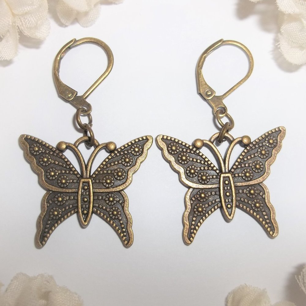 Butterfly Earring Bronze Boho Style Butterflies Fashion Jewelry Dangle Drop C464